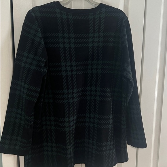 Anne Klein Black and Green Checkered Cardigan Sweater - Picture 5 of 8
